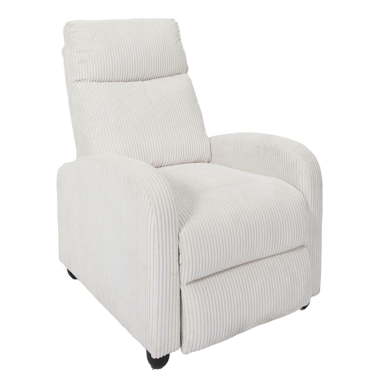 FOTEL ROZKŁADANY Recliner Dream biały sztruks podnóżek