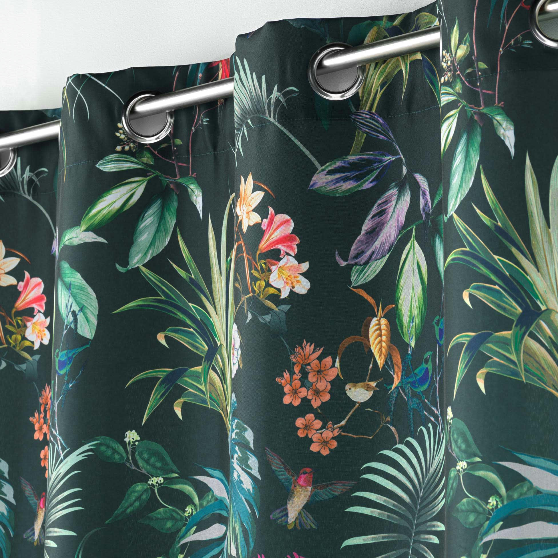 - Rideau tamisant esprit exotique polyester vert emeraude 140x260 cm