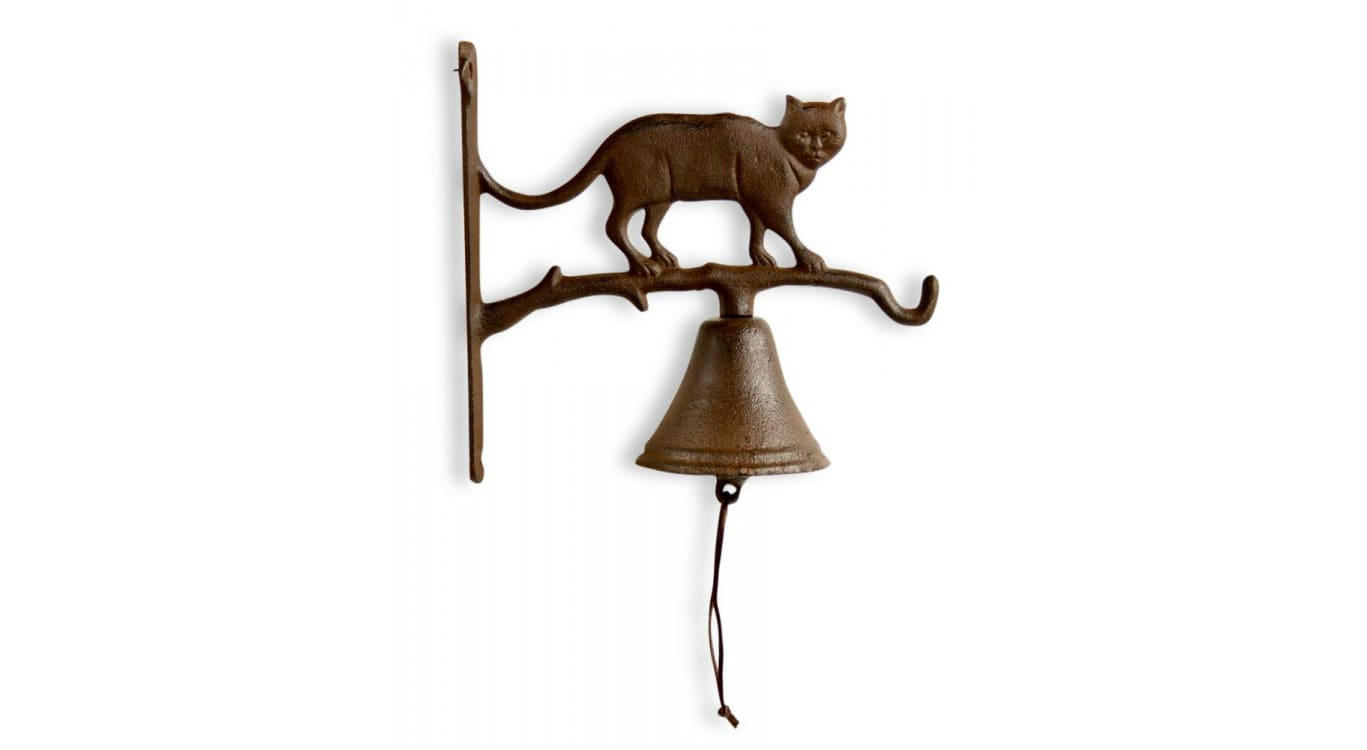 - Cloche Chat Fonte Marron 22x9.5x20.5cm