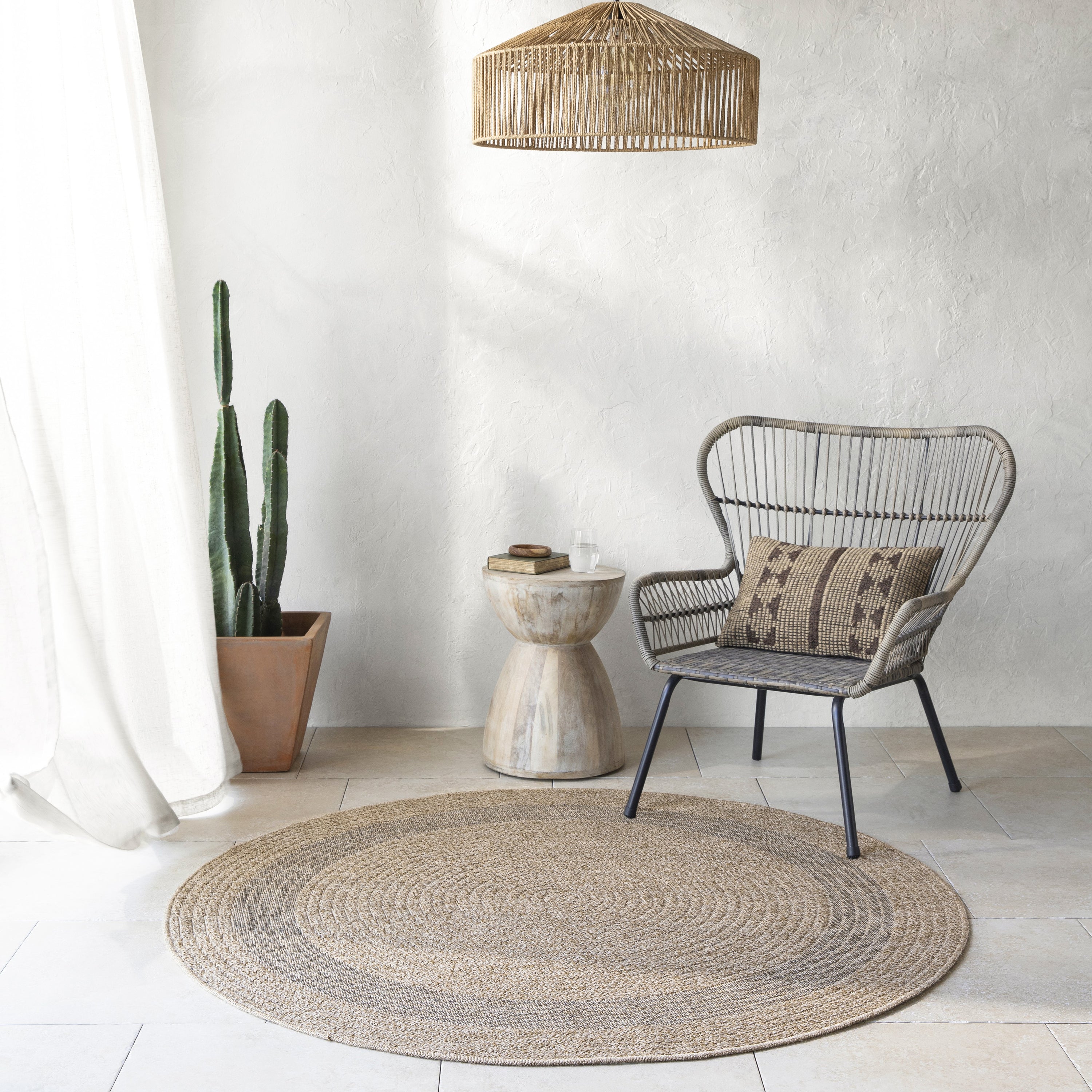 by fonQ Core Vloerkleed Ø 160 cm - Zand/Zwart