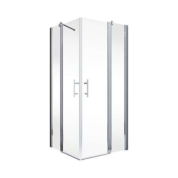 Accès d'angle droit avec porte de douche battantes, 90 x 90 cm, Schulte, NewStyle, verre transparent anticalcaire