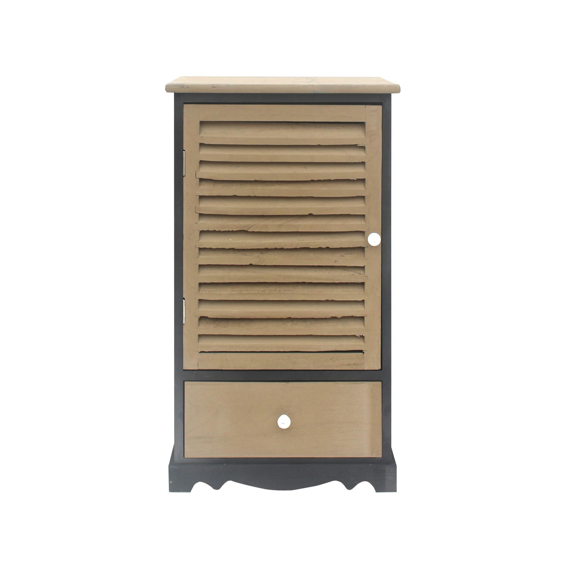 URBAN LIFE - Table de chevet 1 porte 1 tiroir en contreplaqué et paulownia