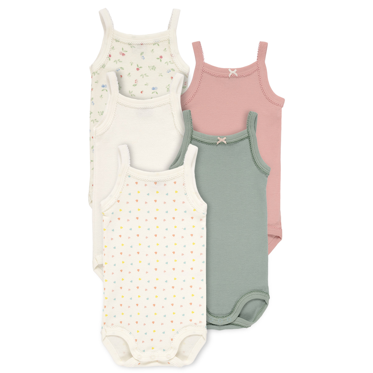 Petit Bateau - 5 BODIES A BRETELLES ADELE - Multicolour