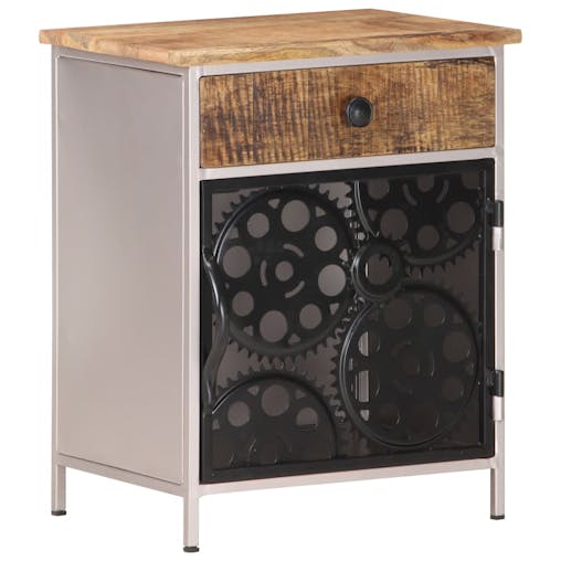NNEVL Bedside Cabinet 40x30x50 cm Rough Mango Wood