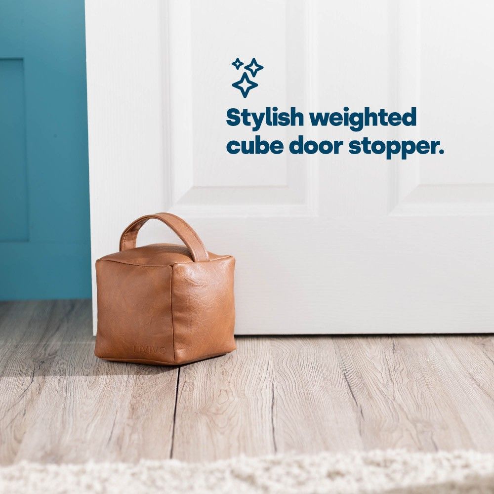 LIVIVO Weighted Cube Door Stopper Tan