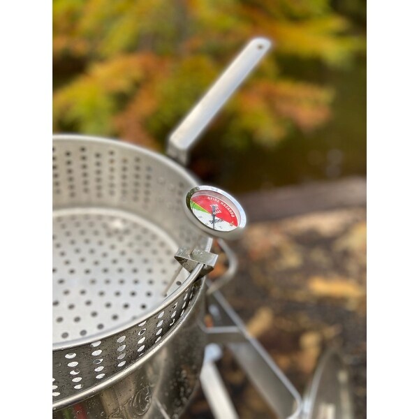 Bayou Classic Durable 10 Quart Stainless Steel Fry Pot and Perforated Basket - Silver - 6