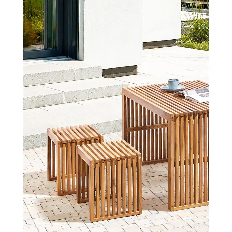 BELLANO - Tuinkrukjes set van 2 - Lichthout - Acaciahout