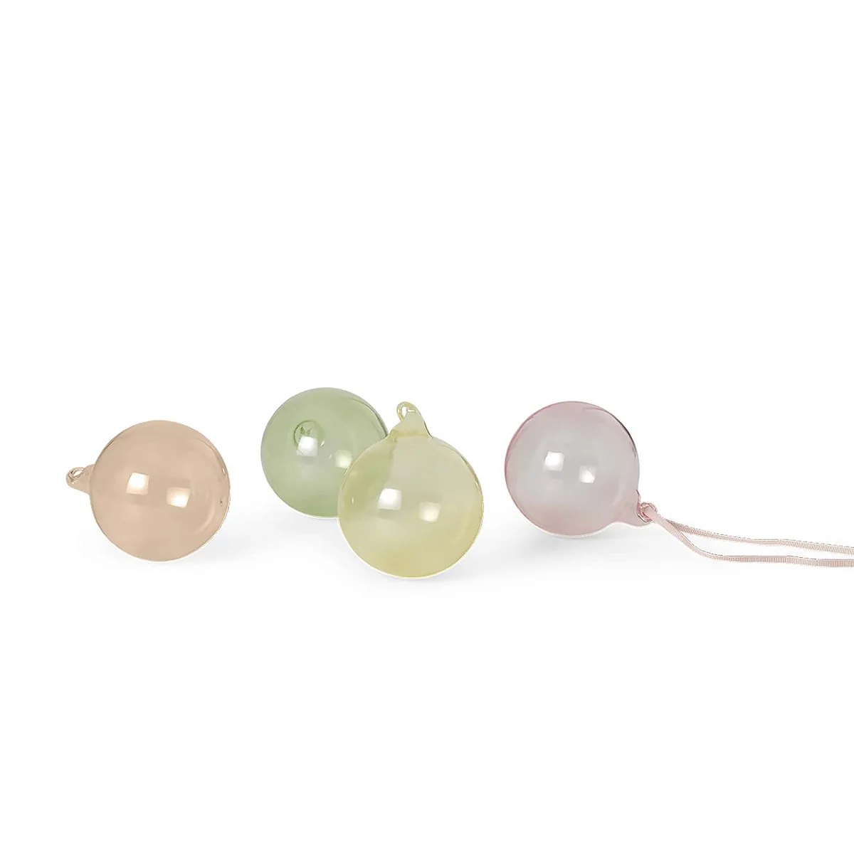 Ferm Living - Glass Baubles Christbaumkugeln, Medium, mehrfarbig hell (4er-Set)