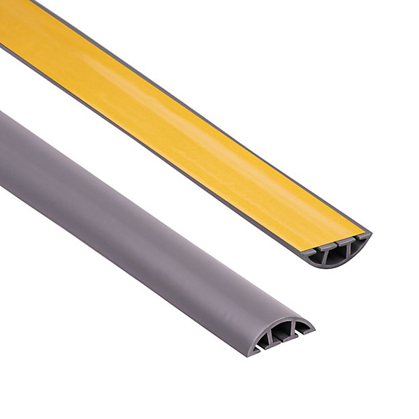 Bande de câble en PVC 10x60mm, 2m Auto-Adhésive, cache-câble, semi-circulaire, gris foncé