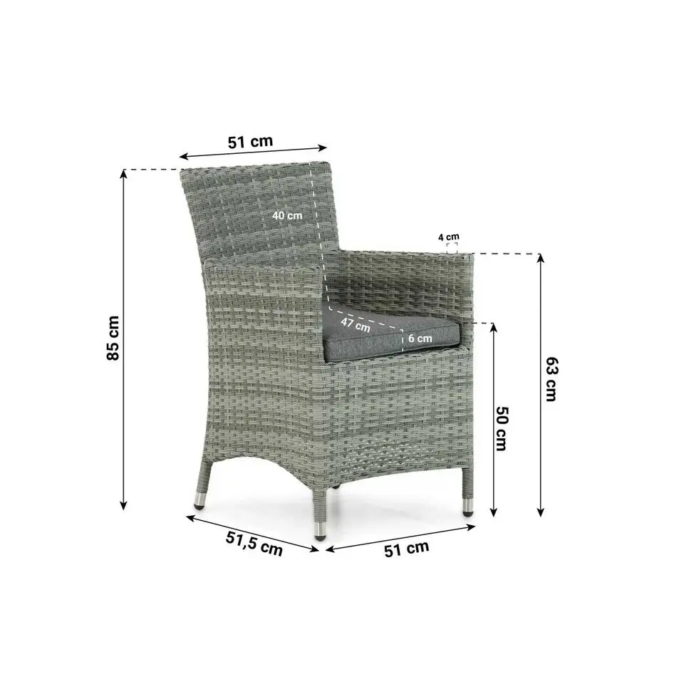 Tuinstoel Wicker Grijs-antraciet Domani Furniture Miami