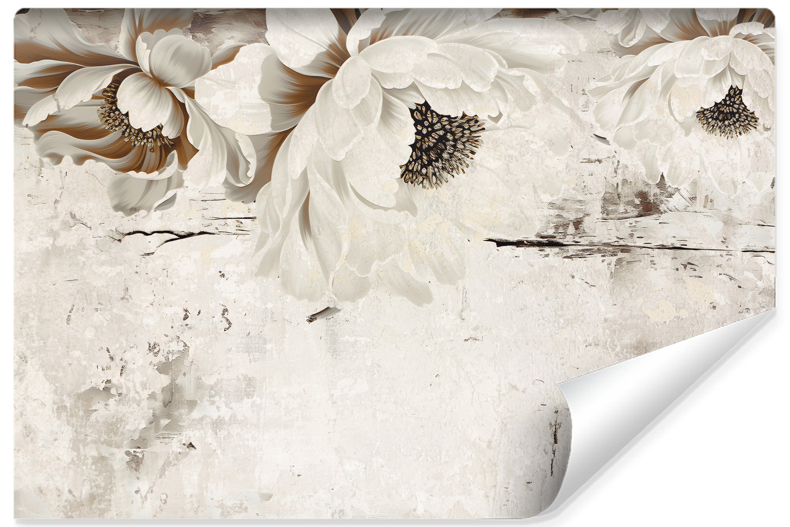 Fototapeta Duże Kremowe Abstrakcyjne Kwiaty 90x60cm