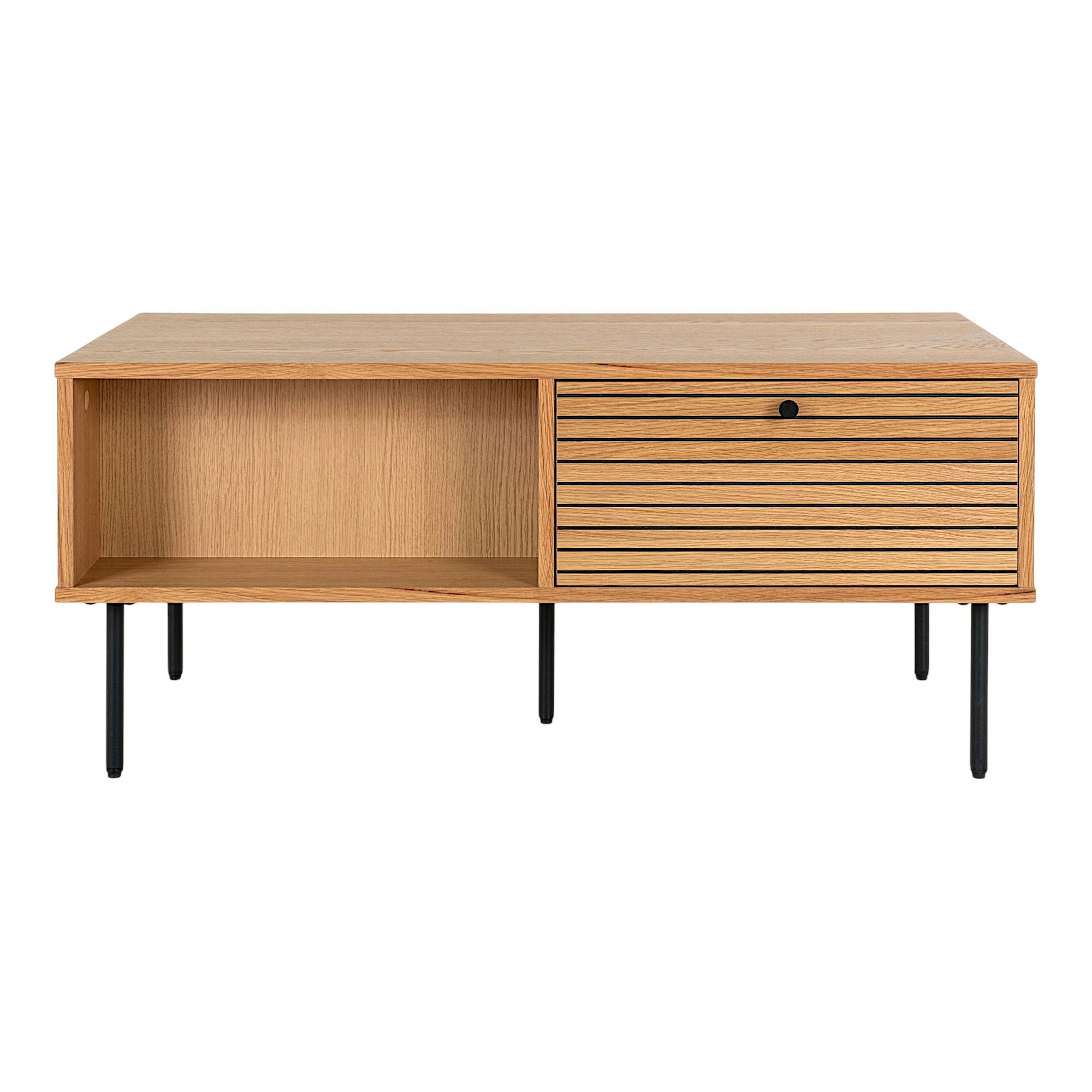 Table basse avec rangement 2 tiroirs effet rainuré ASSENS