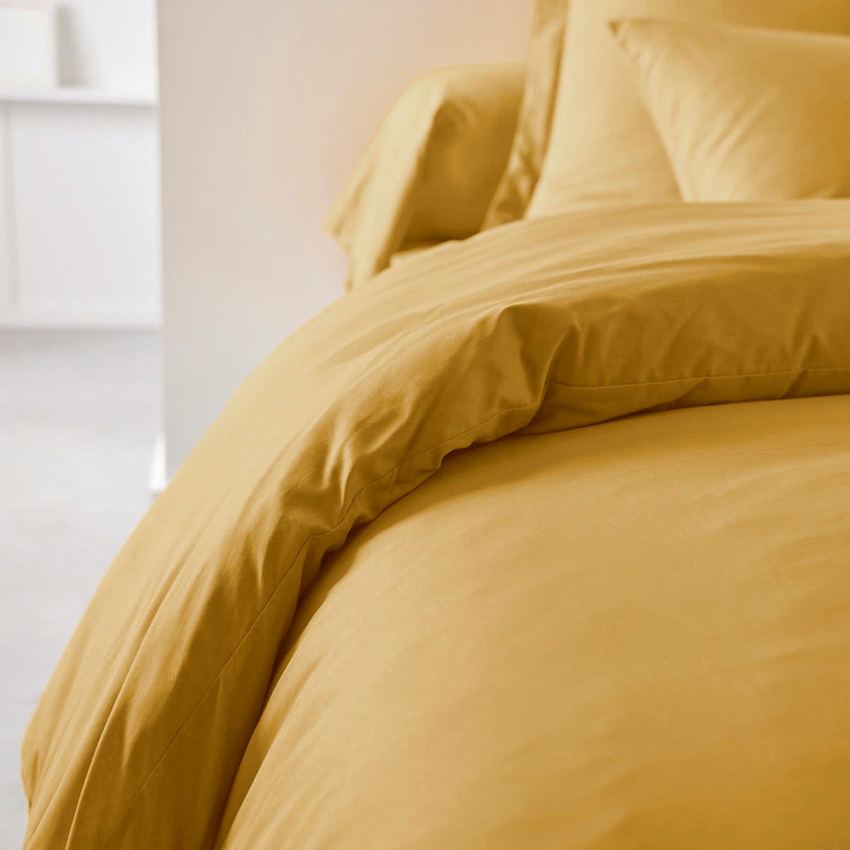 - Housse de couette en Coton Jaune 240x260 cm