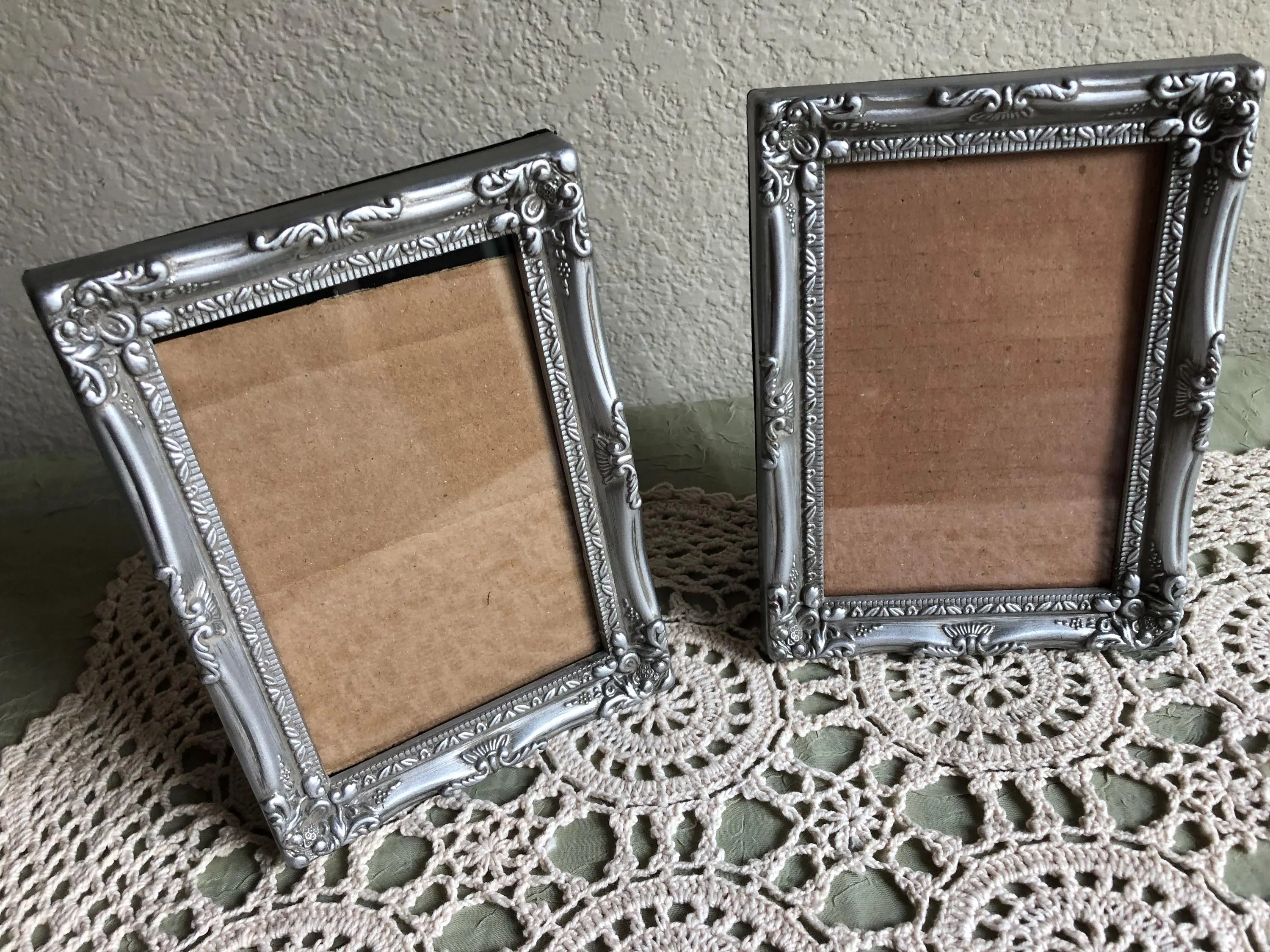 Two Silver Tone Wall Or Table Top Picture Frames Designed To Display A 5 in x 3 1/2 in Picture See Description