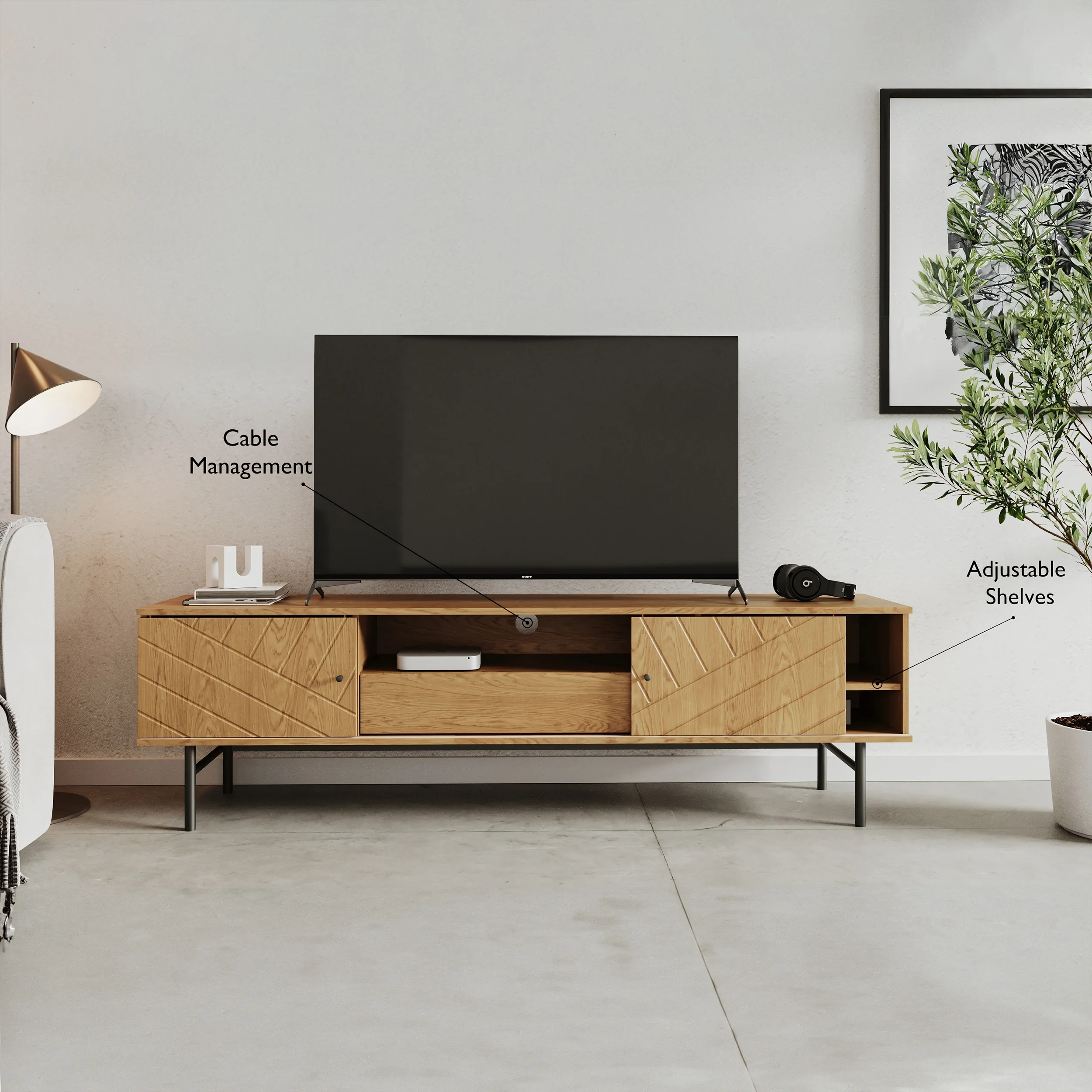 Studio London Amara 70.6 Media Console Oak Effect TV Stand