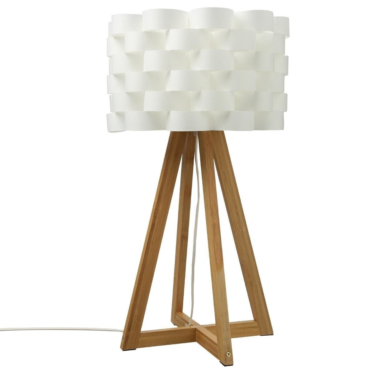 LAMPKA Moki biała klosz insp. origami BAMBUSOWE NÓŻKI