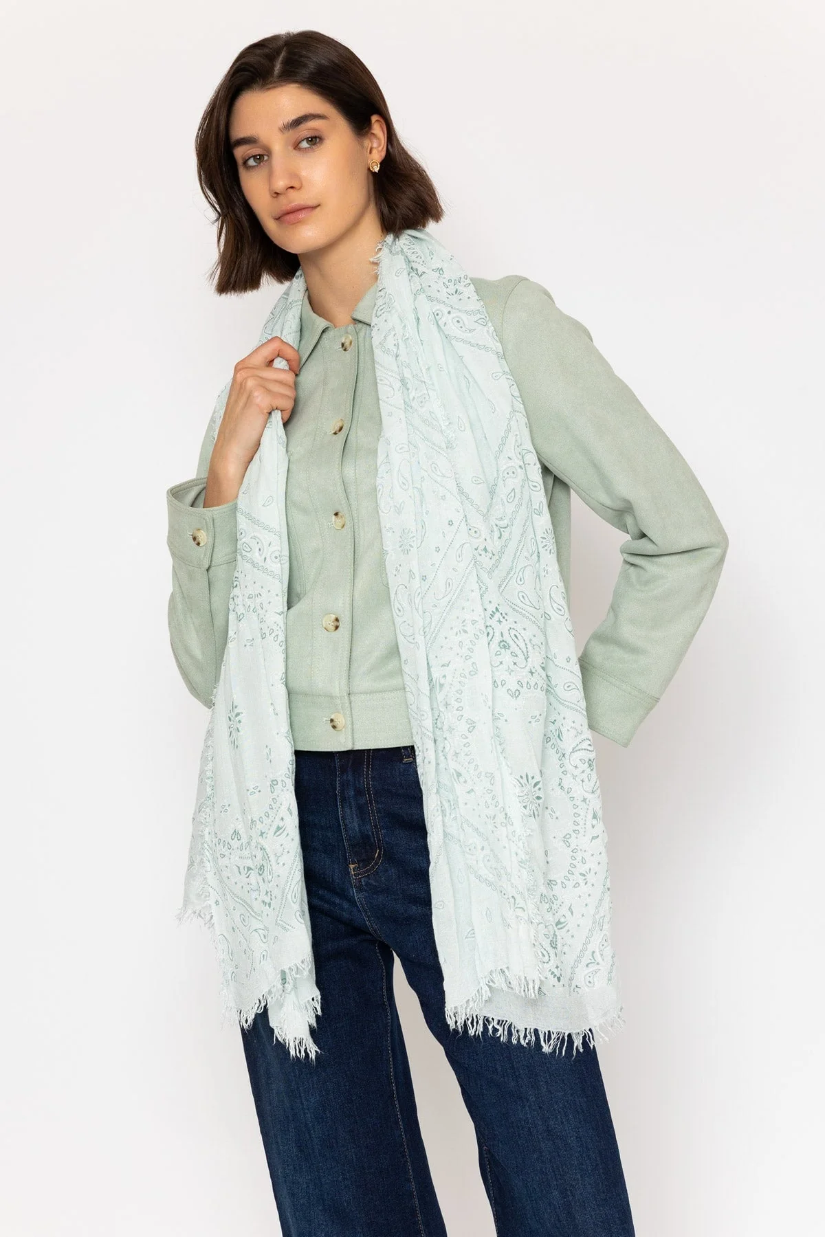 Aqua Green Paisley Pattern Scarf