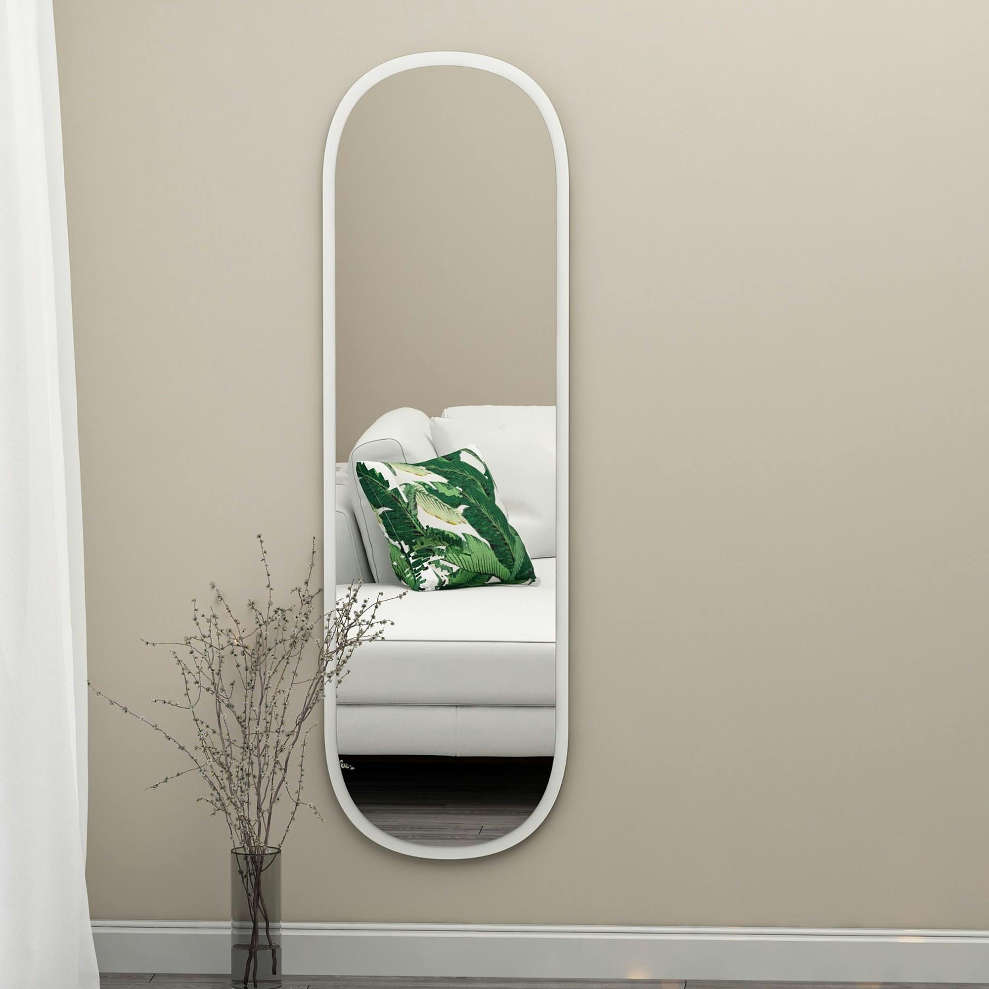 Miroir d'entrée blanc ovale 117 cm - style moderne CODY
