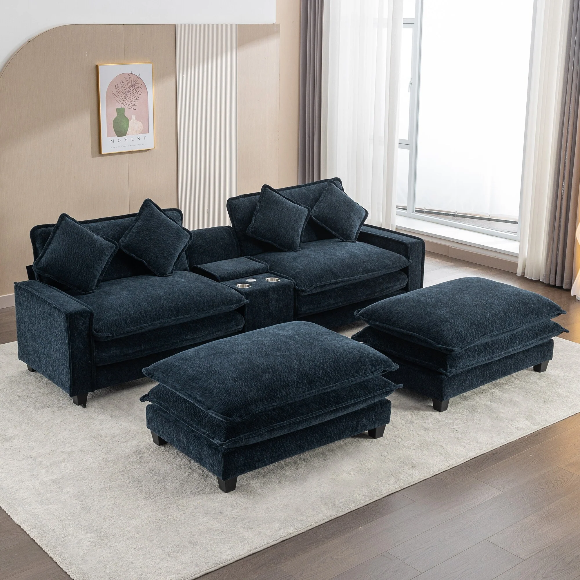 112.6 Chenille 2-Seat Sectional Sofa