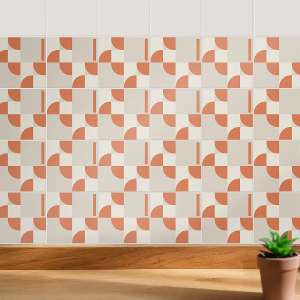 Naklejki na kafelki 10x10 cm Geometria z łukami i liniami 24 szt.