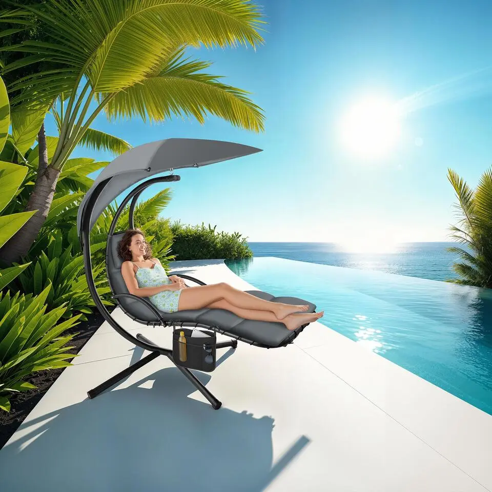 tectake Hangstoel - Ergonomisch Comfort - Wasbare Kussens Inclusief - Grijs