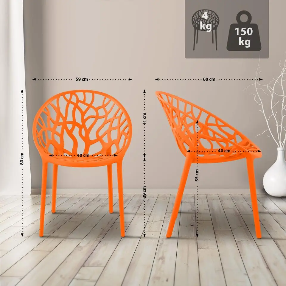 CLP Set van 2 Tuinstoel Hope Kunststof - oranje