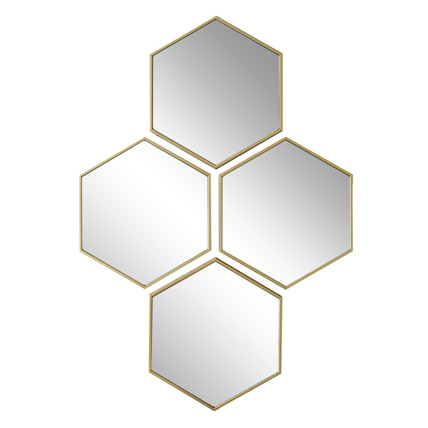 Zestaw 4 luster diamond złoty 23 × 20 cm w stylu glamour