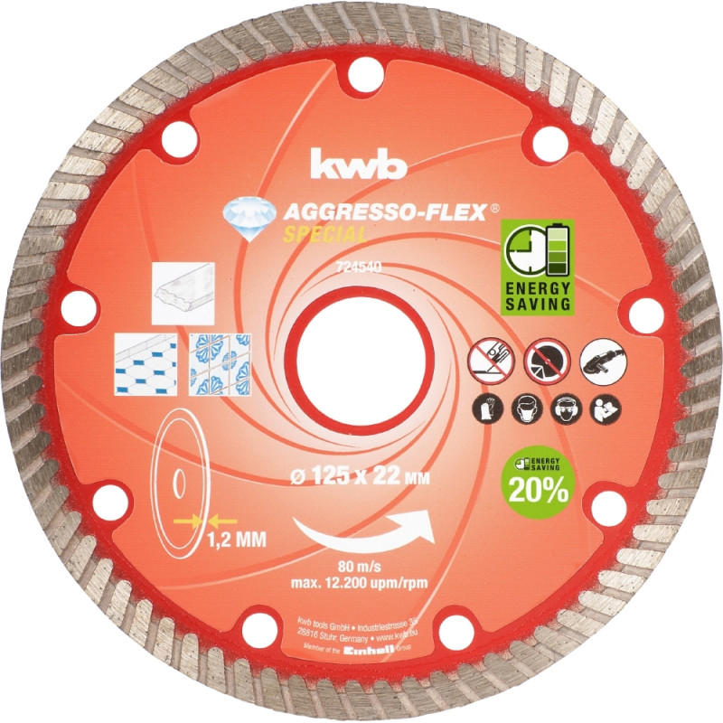 Disque à tronçonner diamant Aggresso-Flex Ø 125 x 22 mm KWB