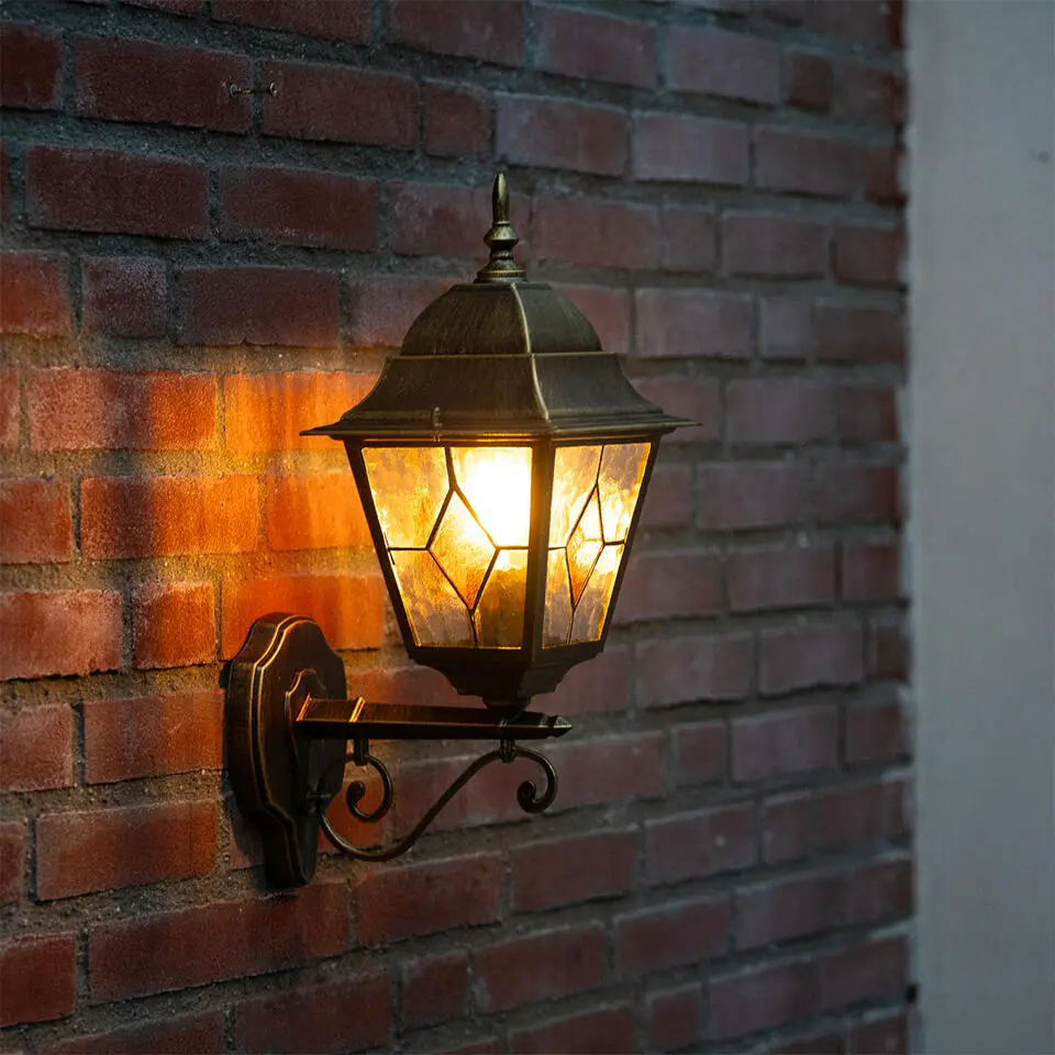 Qazqa wandlamp met bewegingssensor antigua goudkleurig e27