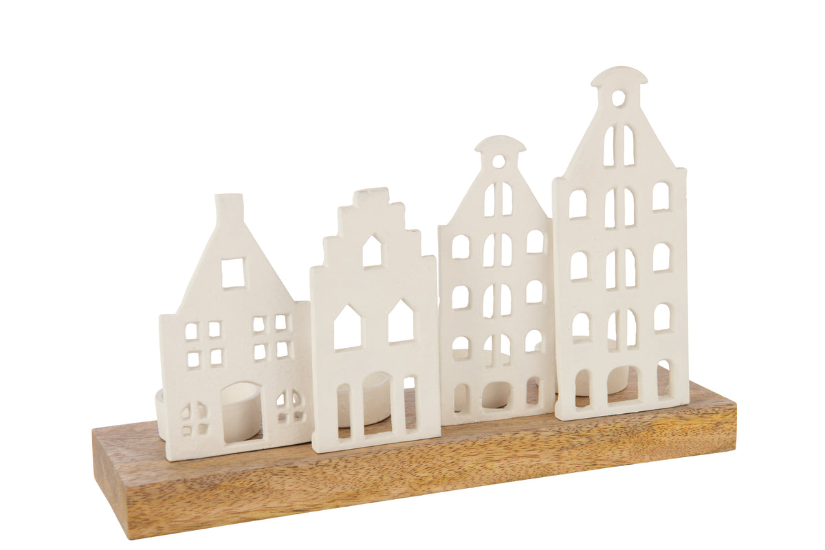 J-Line theelichthouder Base - aluminium - wit
