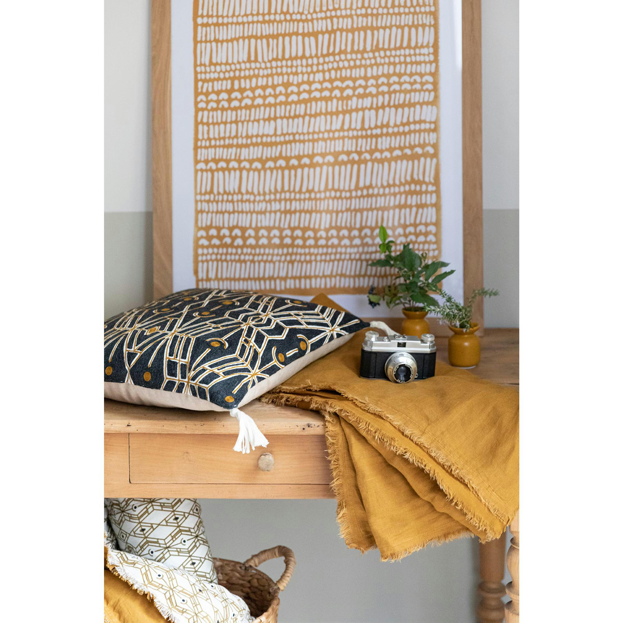 ZEFF - Plaid  Nomade en lin bronze 130 x 180