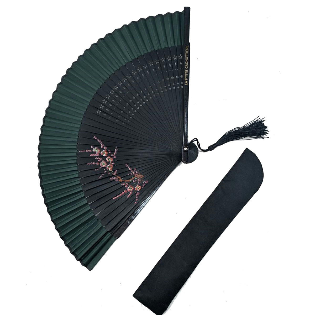 - Éventail décoratif et utilitaire vert et noir