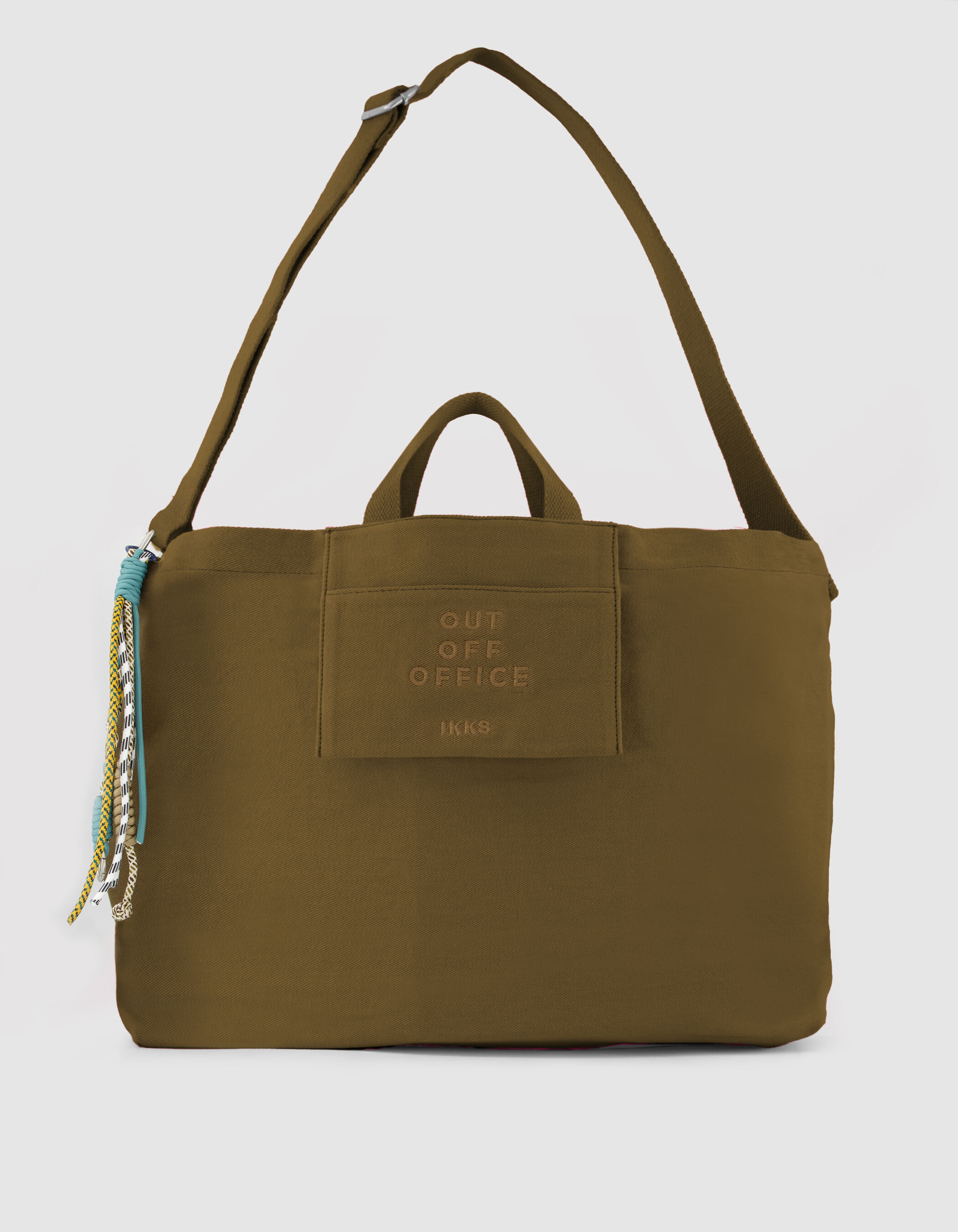 Sac totebag kaki toile broderie Femme