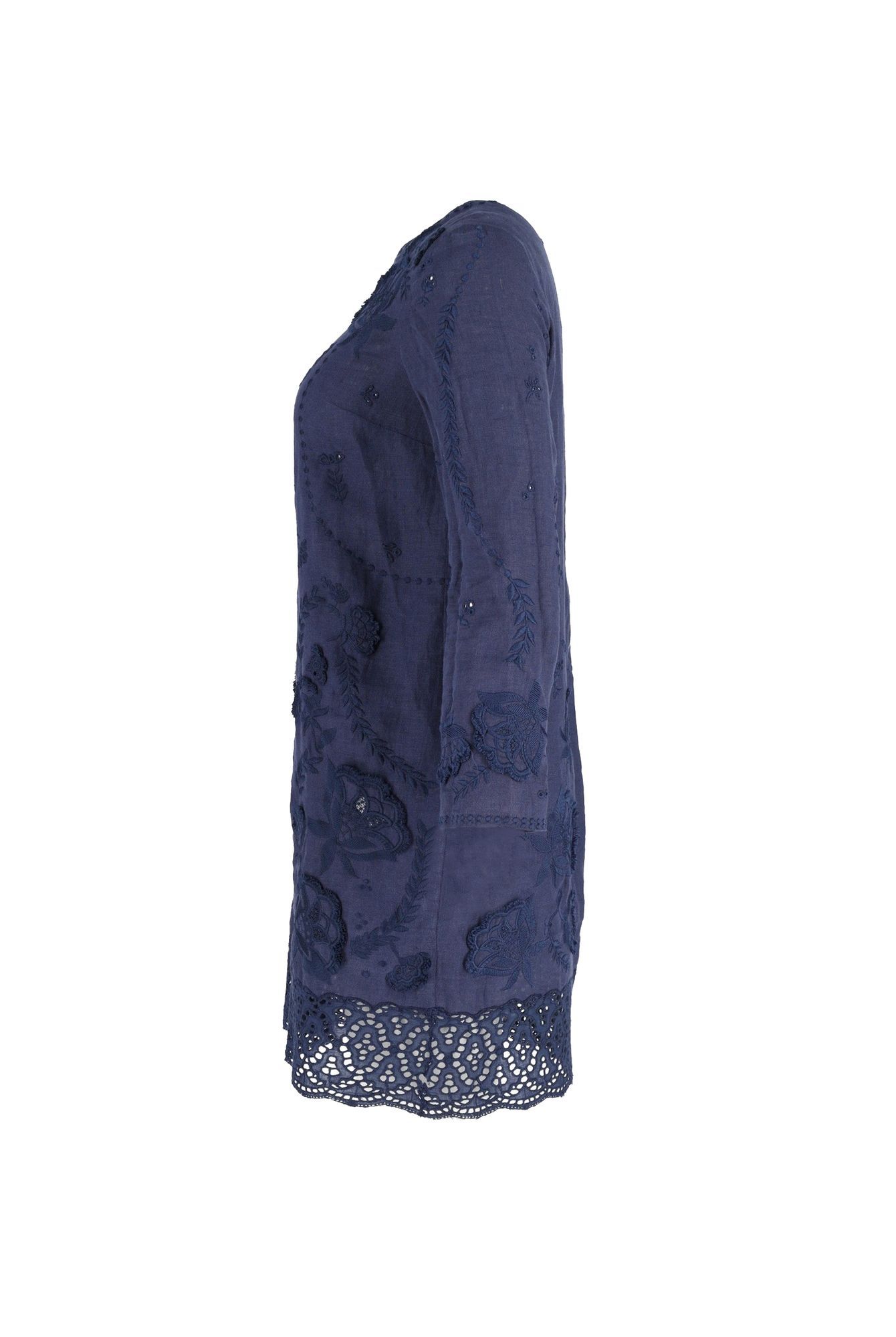Vanessa Bruno Preloved Quarter Sleeve Shift Dress in Navy Linen
