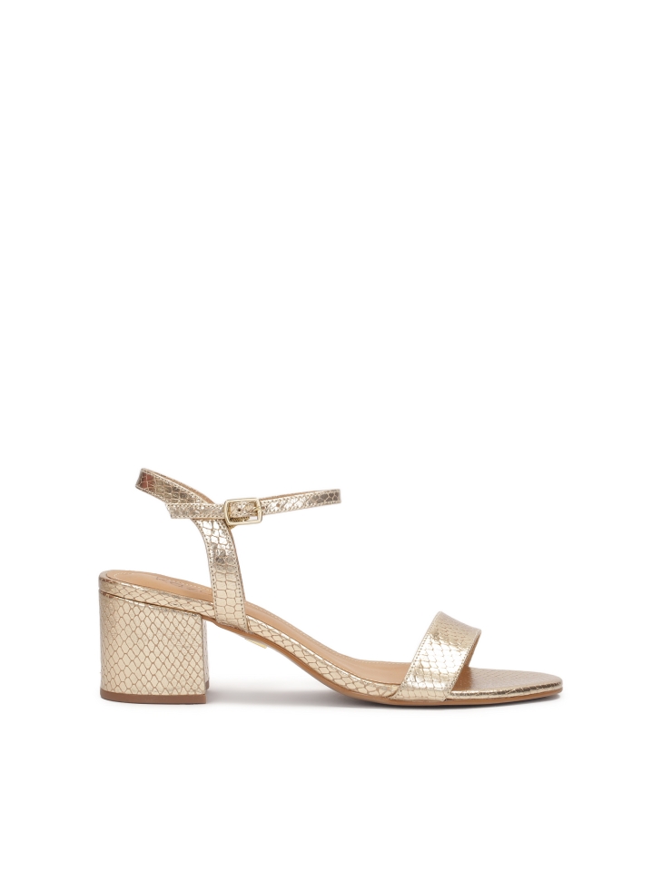 Gold low-heeled sandals