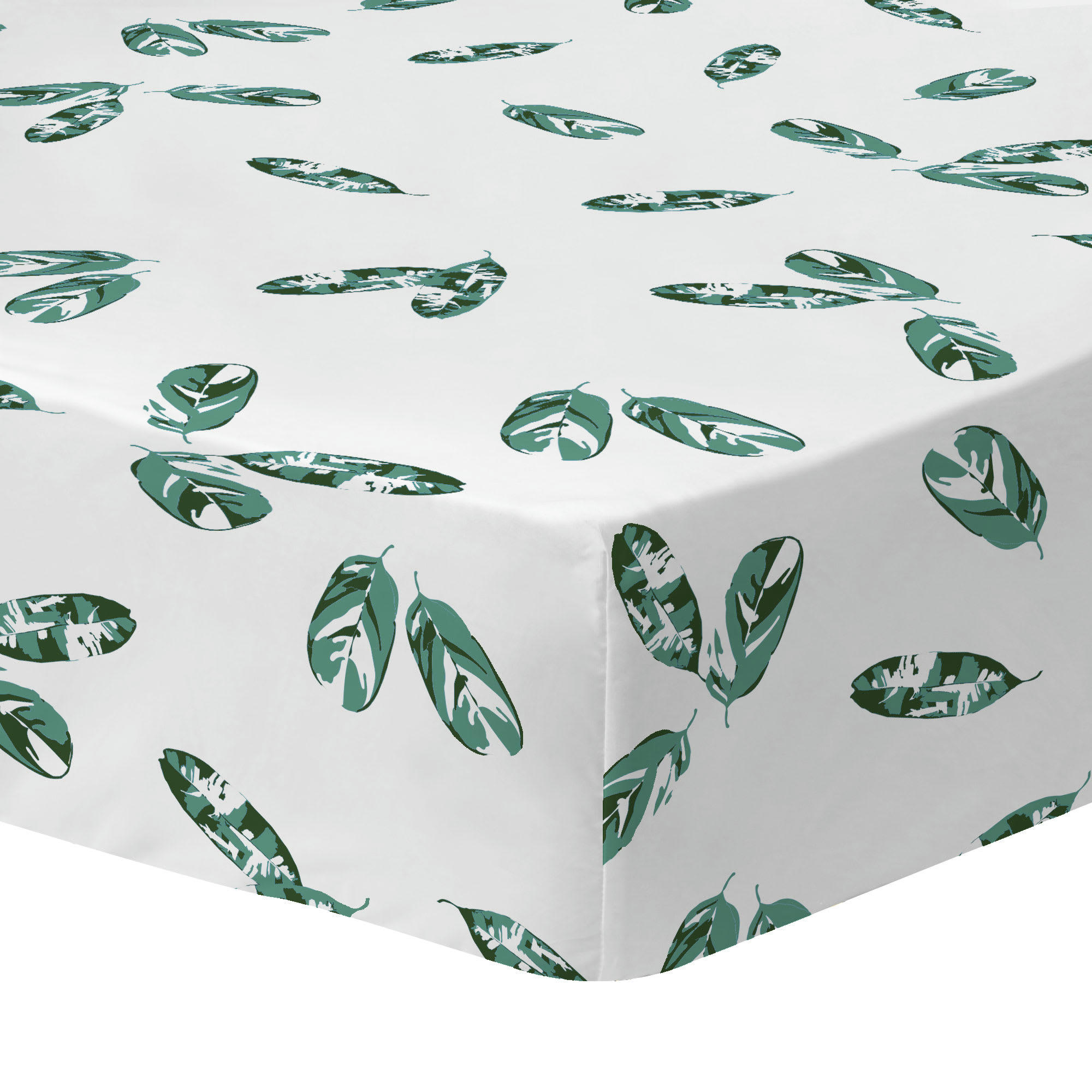 TOBAGO - Drap-housse imprimé en percale de coton BIO  140x200 cm