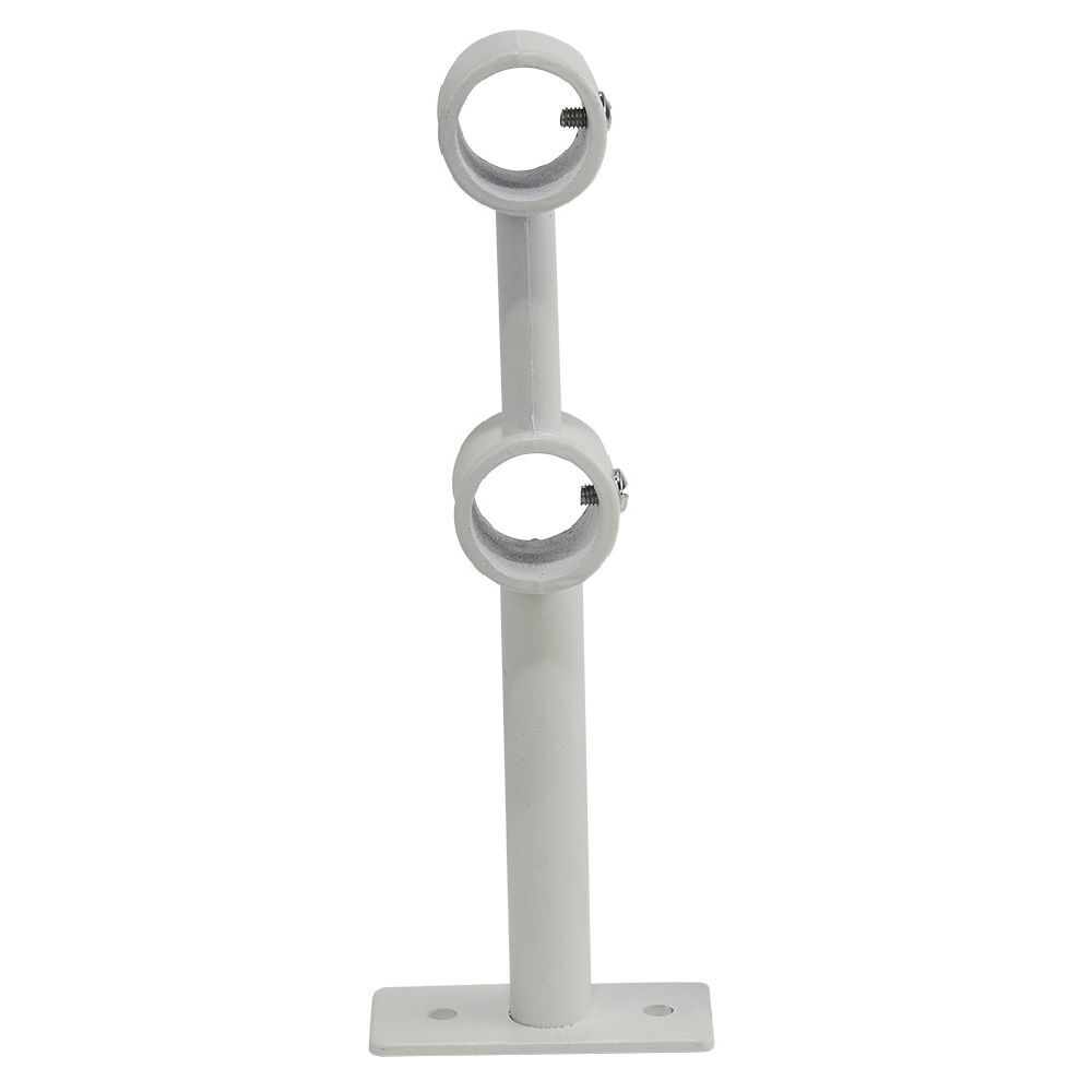Support double extensible métal blanc pour tringle à rideau Ø20mm