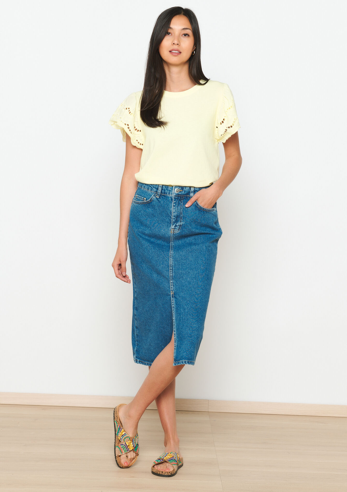 Midi denim rok