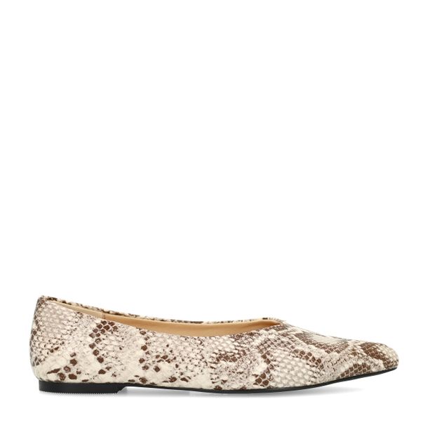 Beige ballerina's met snake print