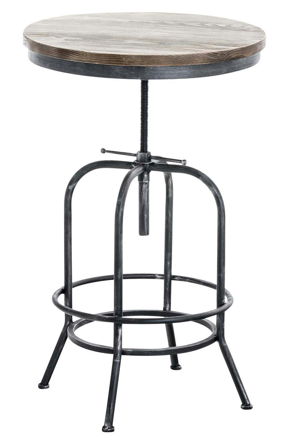 BRIGHTON - Table haute de bar réglable pour 2 personnes bois Argent antique