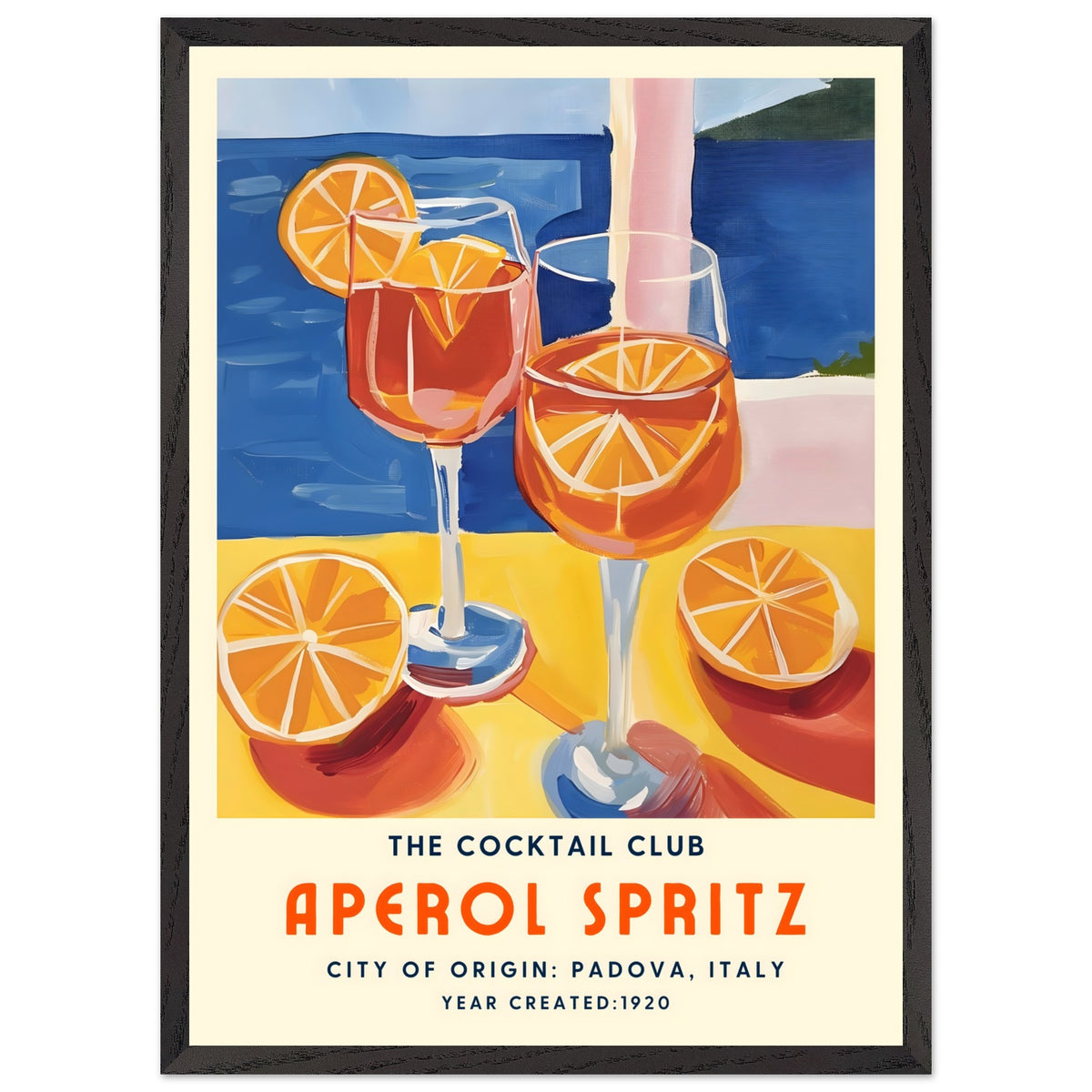 Artfulprints Poster met Lijst Aperol Spritz - The cocktail club I  - 50x70 cm - Meerkleurig