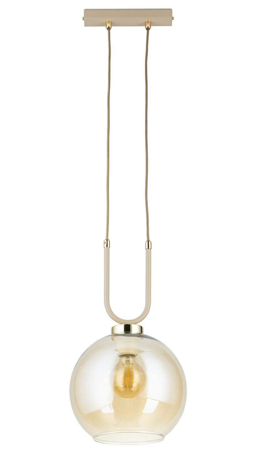 Lampa Wisząca Mora Beżowo-złota 1xE27 20 cm Nowoczesny Salon Taupe