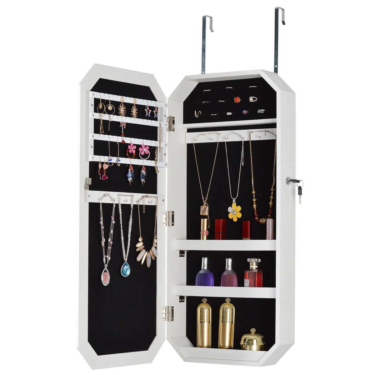 Octagon Rimmed Mirror Fashion Simple Jewelry Storage Cabinet