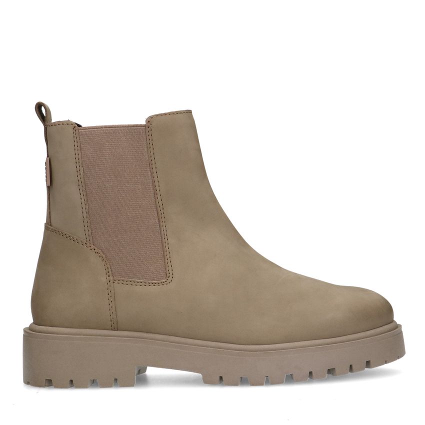 Manfield Taupe leren chelsea boots