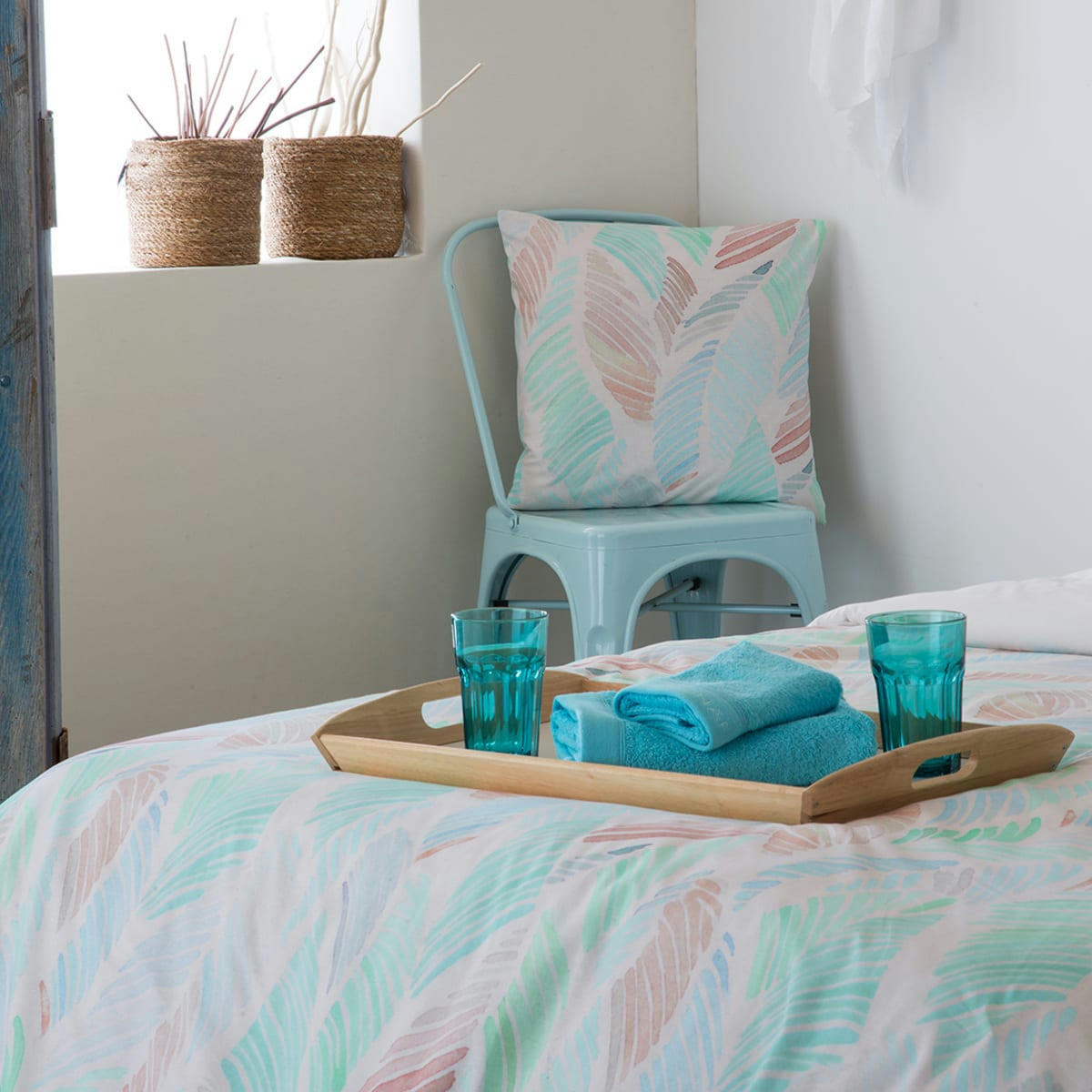 CANITO TO - 2 taies d'oreiller 65x65 cm - bleu vert