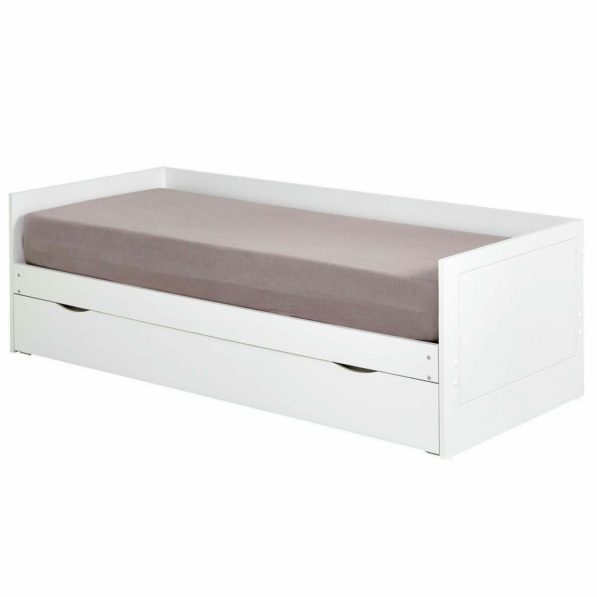 MOLLY - Lit gigogne avec 2 matelas 80x200 cm effet bois blanc