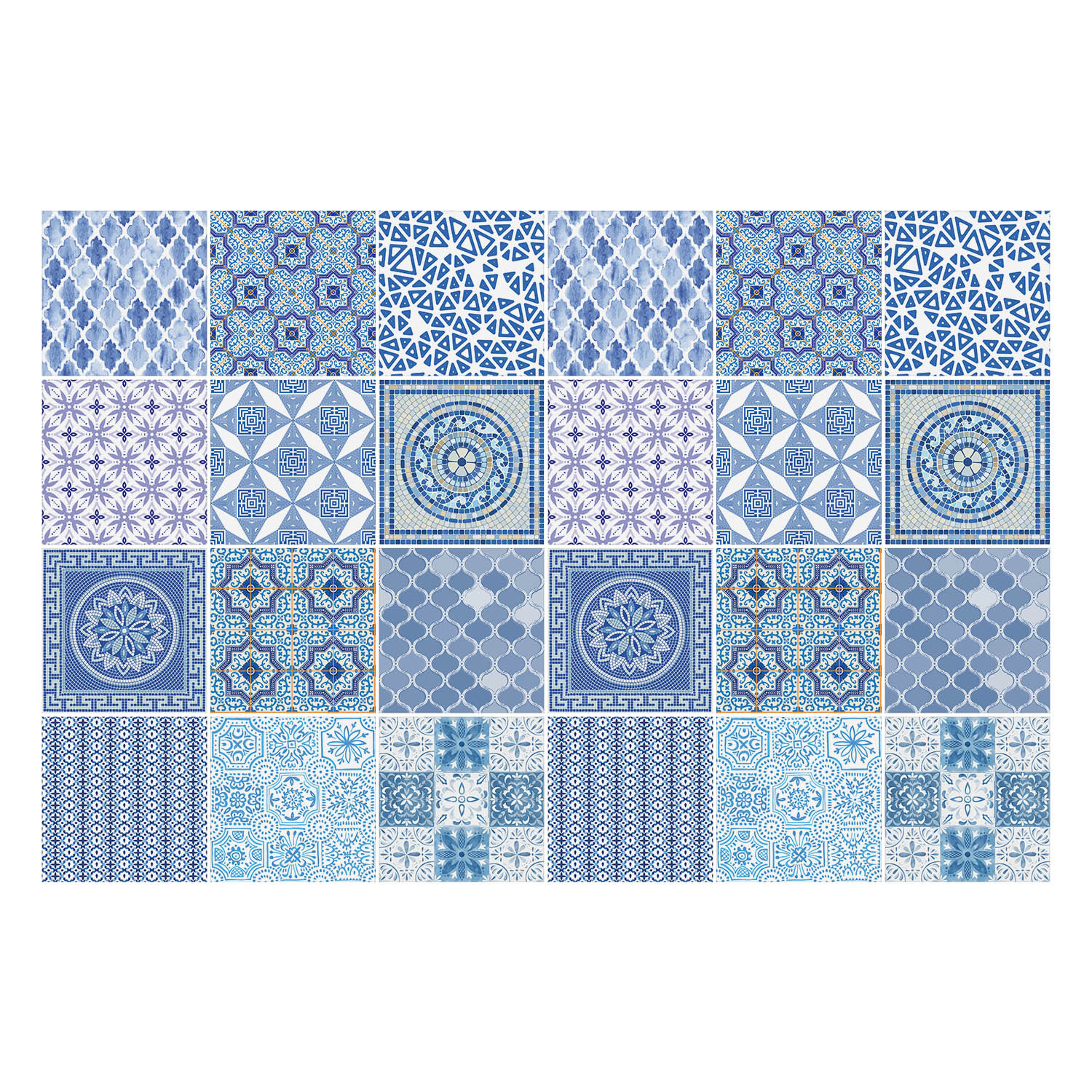 Naklejki na kafelki 10x10 cm Ceramiczne zdobione kafle 24 szt.