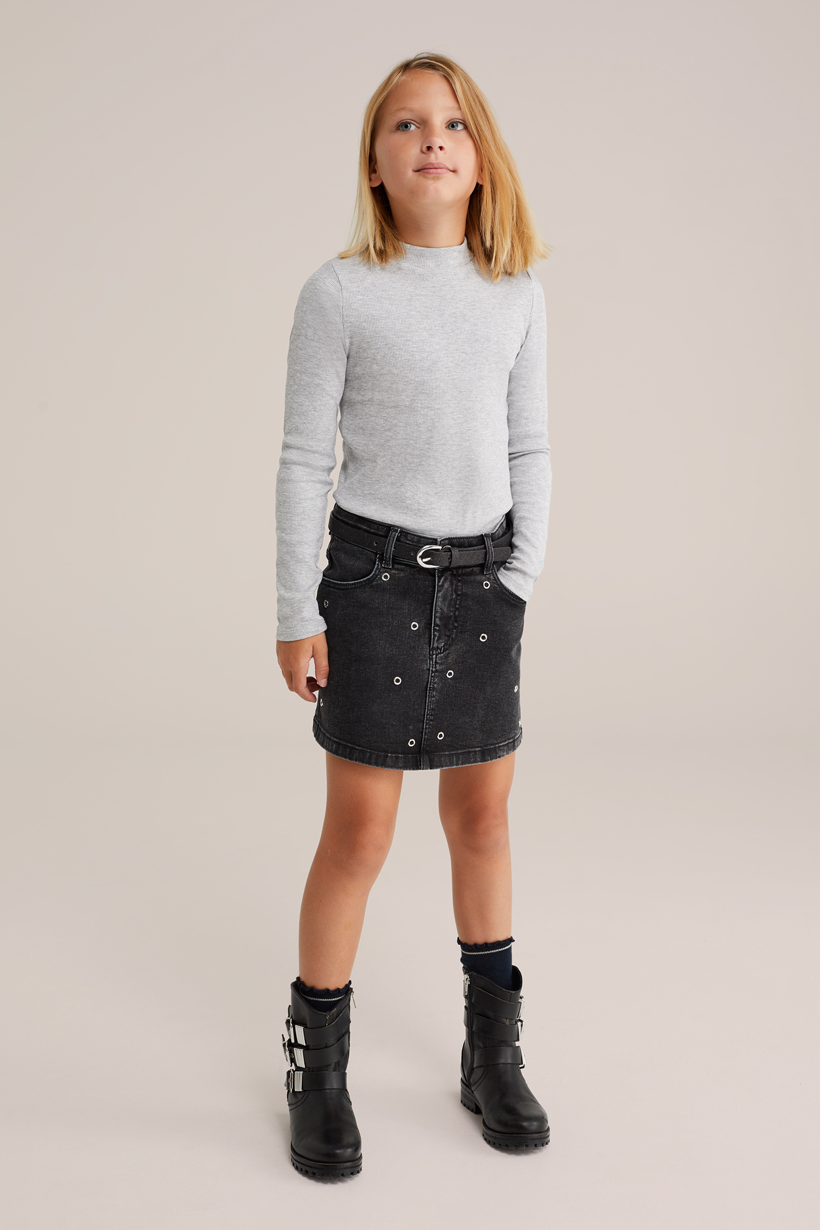 Meisjes geribd T-shirt