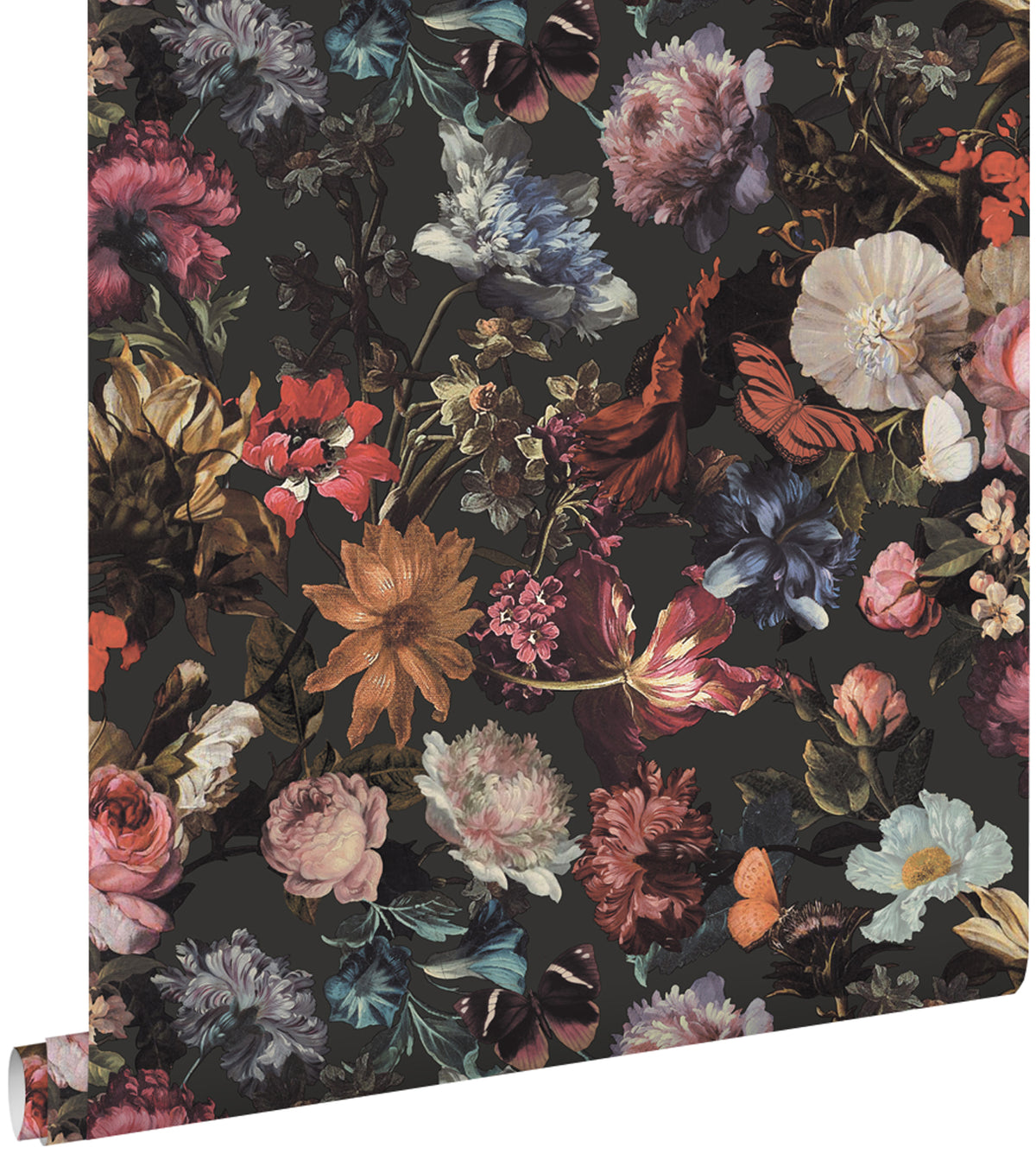 ESTAhome behang bloemen donkergrijs - 53 cm x 10.05 m - 139172