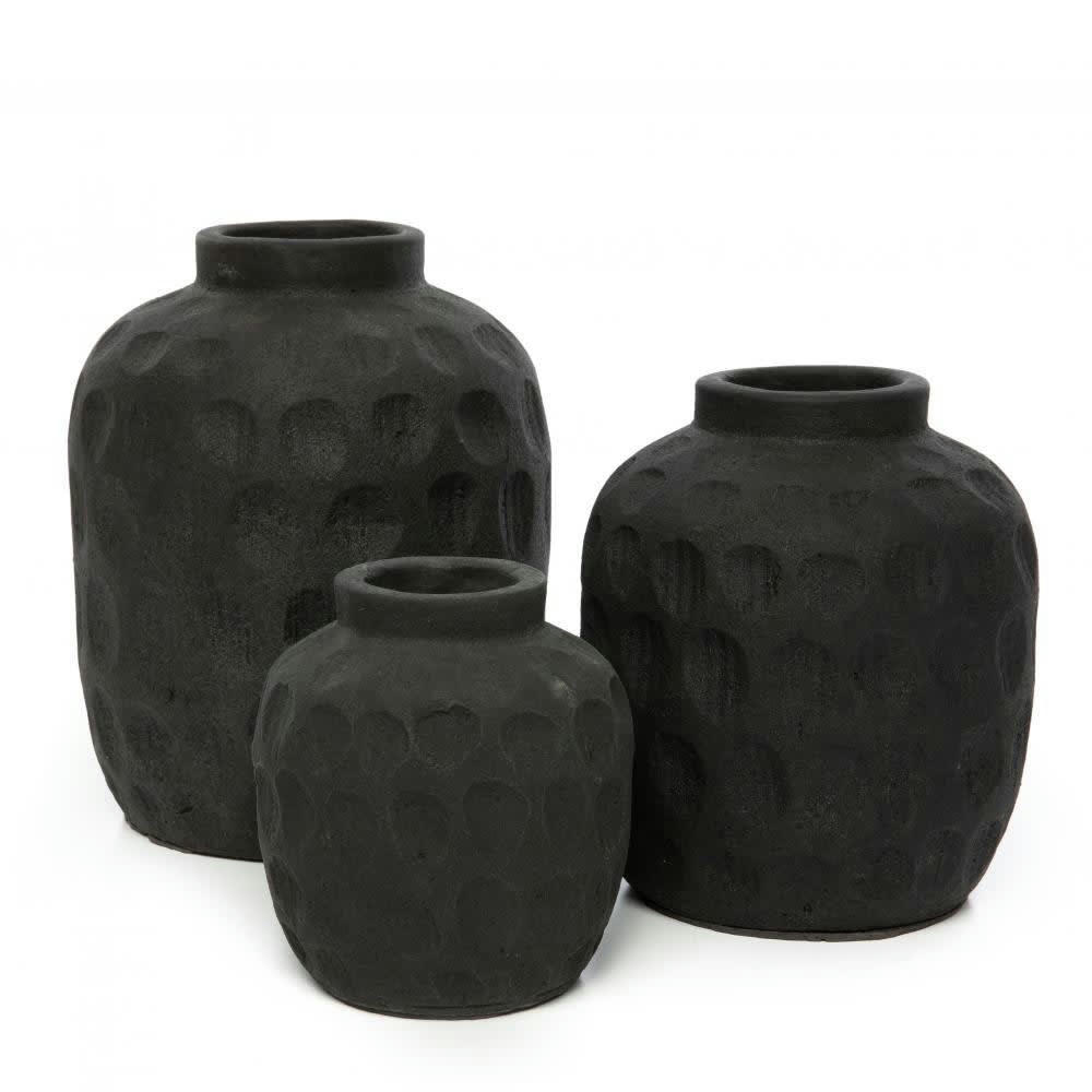 TRENDY - Vase en terre cuite noire H18